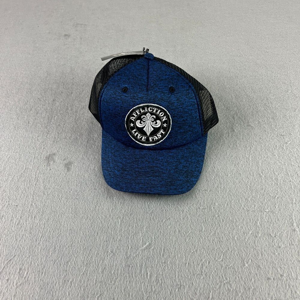 Affliction Hat Cap Blue Black Trucker Adjustable‎ Snapback Embroidered Adult NEW
